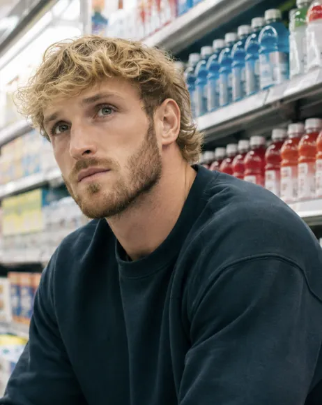 Logan Paul in a beverage aisle